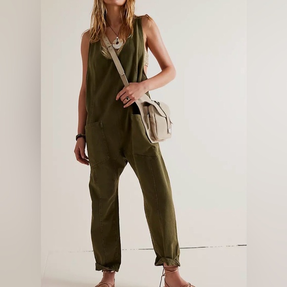 We The Free Denim - We The Free(by free people) Highroller jumpsuit Overalls olive green